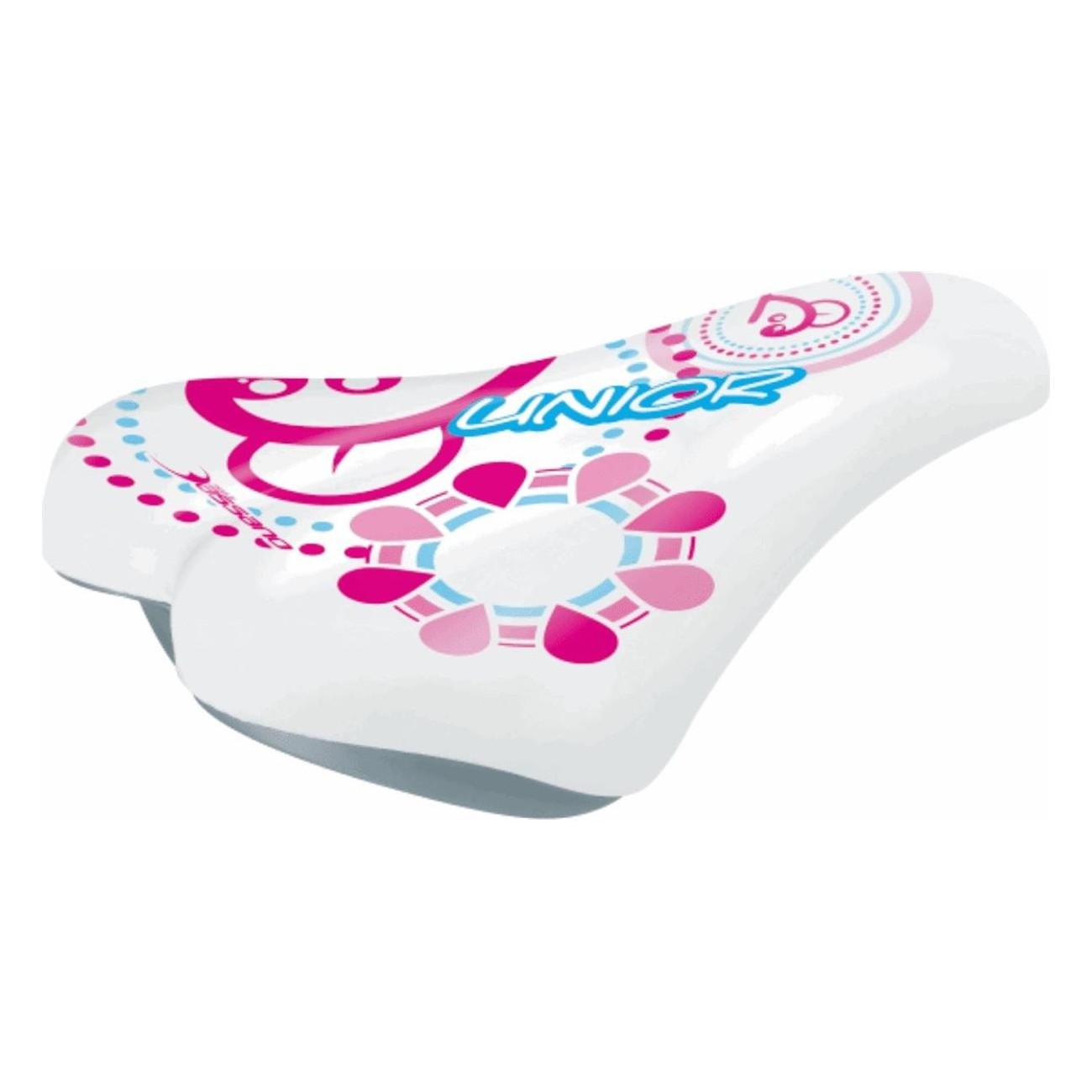 Junior Girl Saddle White and Pink 220x155 mm with 7 mm Steel Rail - 1