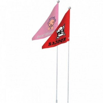 Bandera de Señalización Rosa para Bicicleta Junior con Astas Metálicas MVTEK - 1