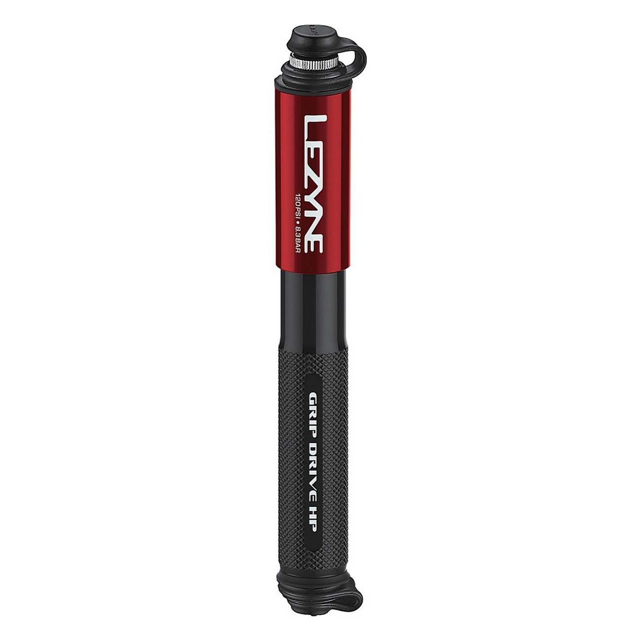 Lezyne Grip Drive HP Red Mini Hand Pump - High Pressure for Bicycle - 1