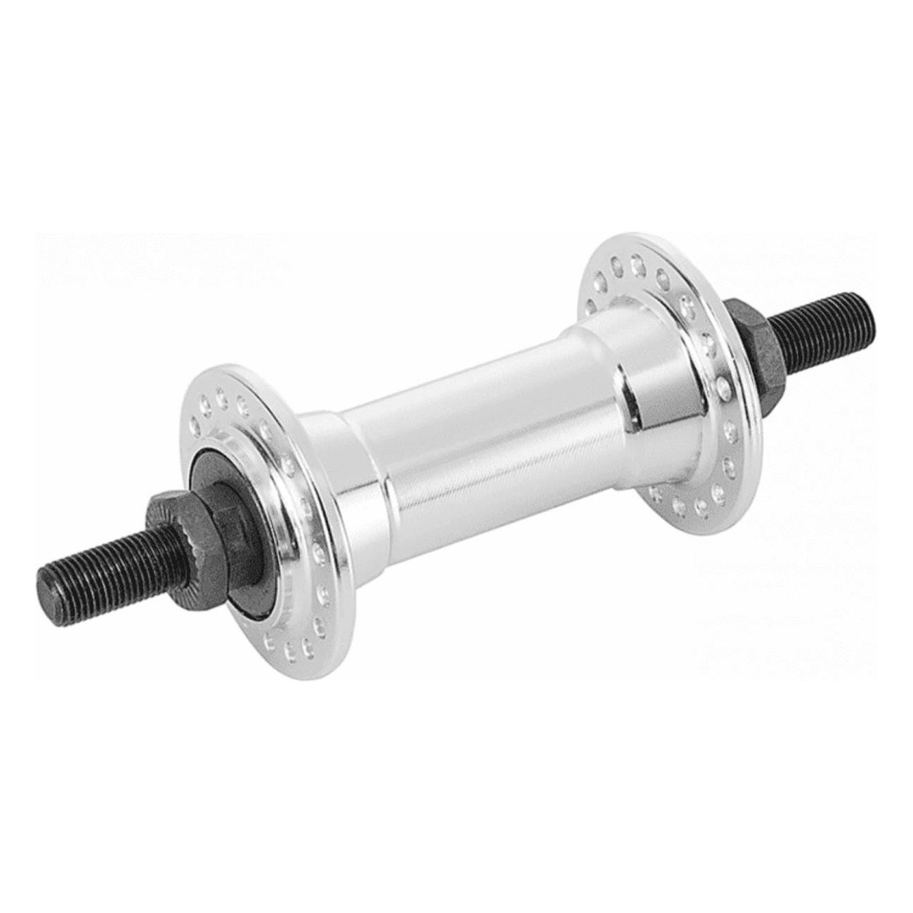 36 Hole Silver Aluminum Front Hub with Bearings and 3/8'' Axle - 1