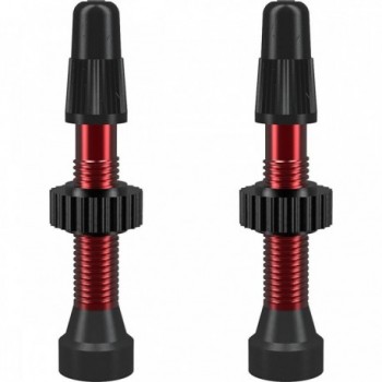 Red 34mm Aluminum TCS Tubeless Presta Valves - Pack of 2 - 1