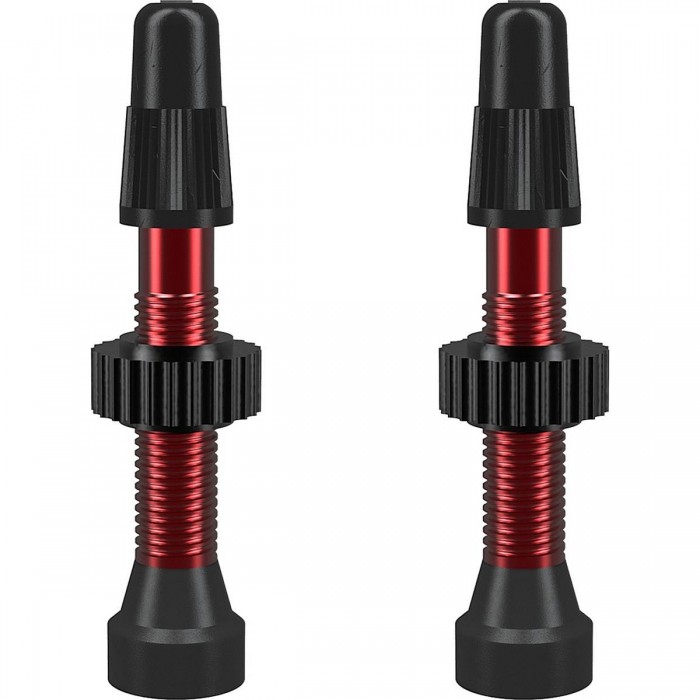 Red 34mm Aluminum TCS Tubeless Presta Valves - Pack of 2 - 1