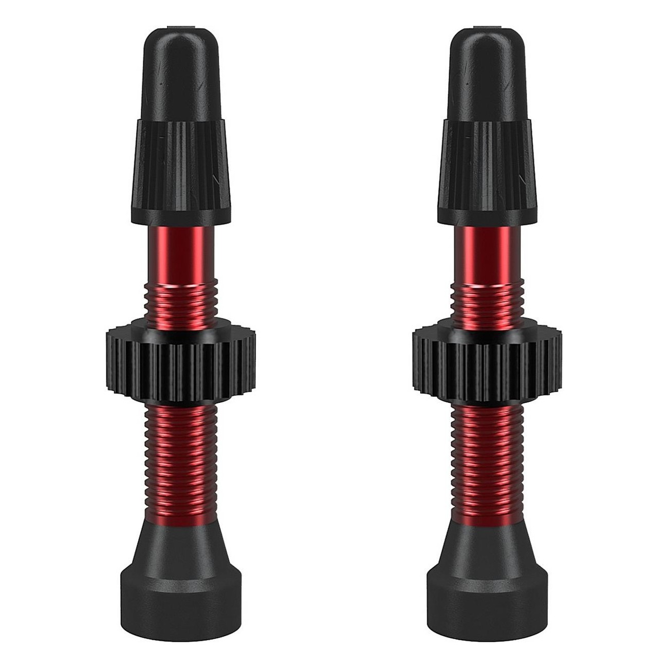 Red 34mm Aluminum TCS Tubeless Presta Valves - Pack of 2 - 1