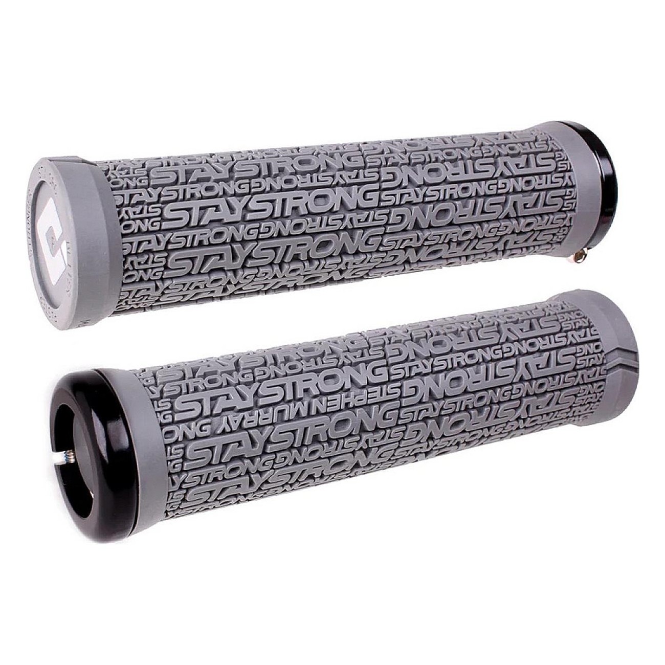 Poignées Stay Strong V2.1 Grises avec Colliers Noirs 135 mm pour BMX et MTB - Confort et Durabilité - 1