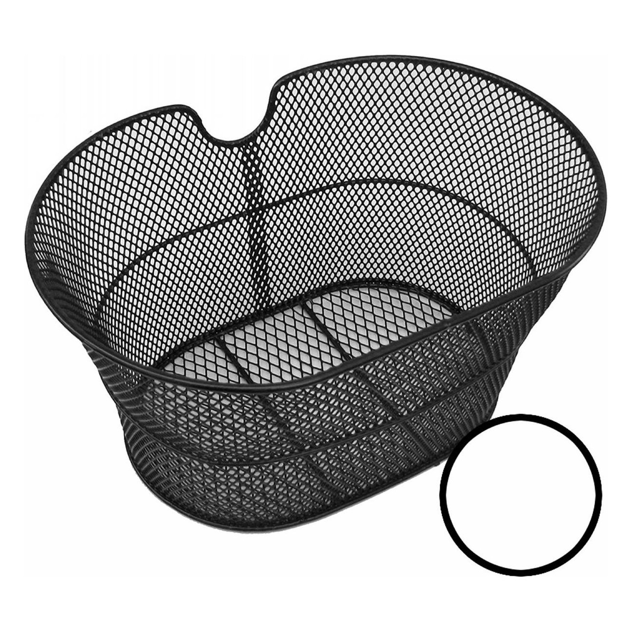 White Steel Oval Front Basket 30x18x39 cm No Hooks for Bicycle - MVTEK - 1