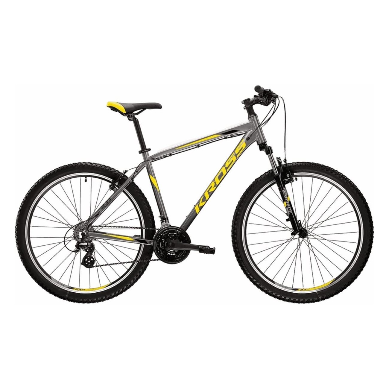 VTT KROSS Hexagon 2.0 Homme 27,5' Noir/Jaune, Cadre Aluminium, 21 Vitesses, Freins V-Brake - 1