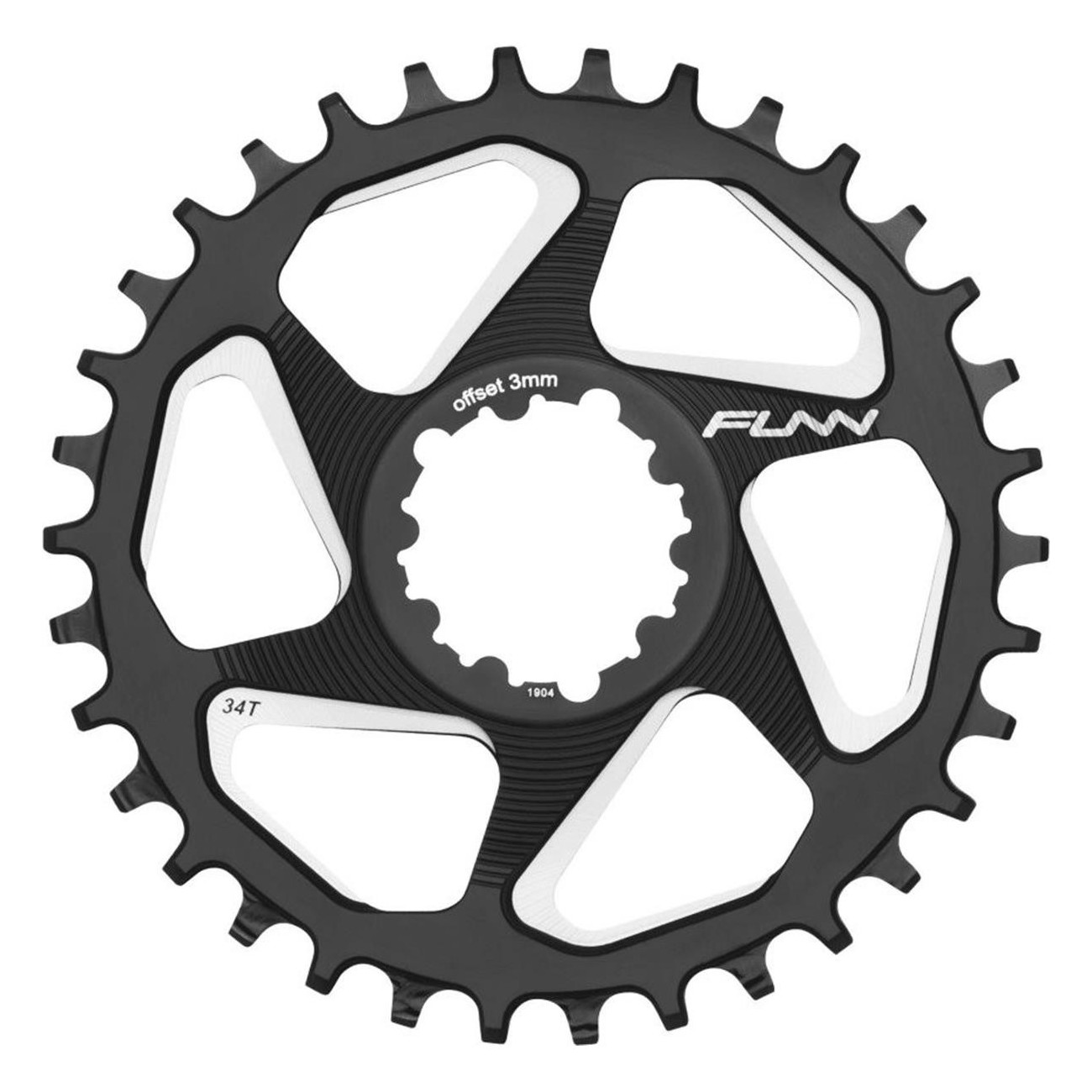 34T Aluminum 7075 CNC Chainring Black, 6mm Offset, Compatible SRAM 9-12V - 1