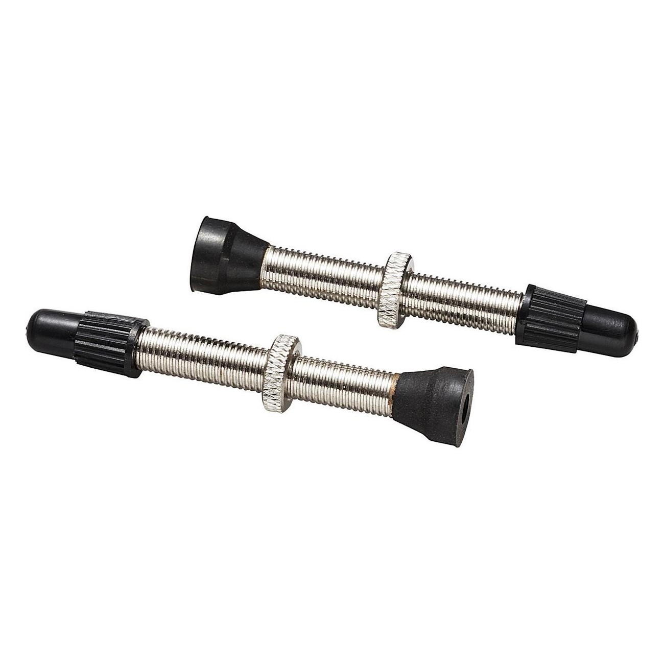 Set of 2 Brass Tubeless Presta Valves, 56 mm, Silver - 1