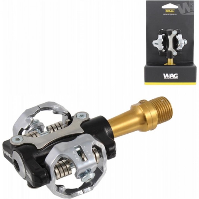 WAG Race Light MTB Pedals in Aluminum and Titanium, SPD Compatible, 230g - 1