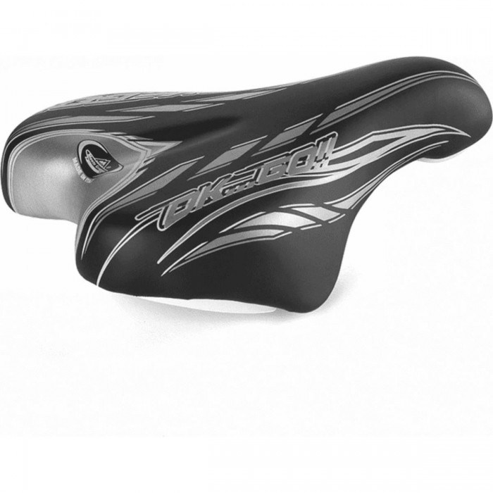 Selle de vélo enfant 14/16, Noir/Gris, 230x150 mm, Revêtement Skay - 1