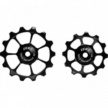 Poulies de dérailleur Cema Shimano 105/Ultegra (12-14T) en Acier Inox - Noires - 1