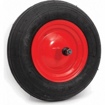 350x8 Tire Kit for Wheelbarrow with Steel Rim and Solid Black Rubber - 1