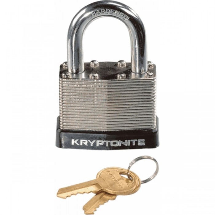 44mm Laminated Steel Padlock with Key and Double Locking, Silver/Black - 1