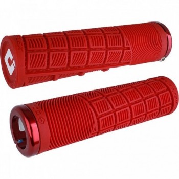 Odi Grips Reflex V2.1 Lock-On Rote Griffe mit Roten Klemmen 135mm für BMX und MTB - 1