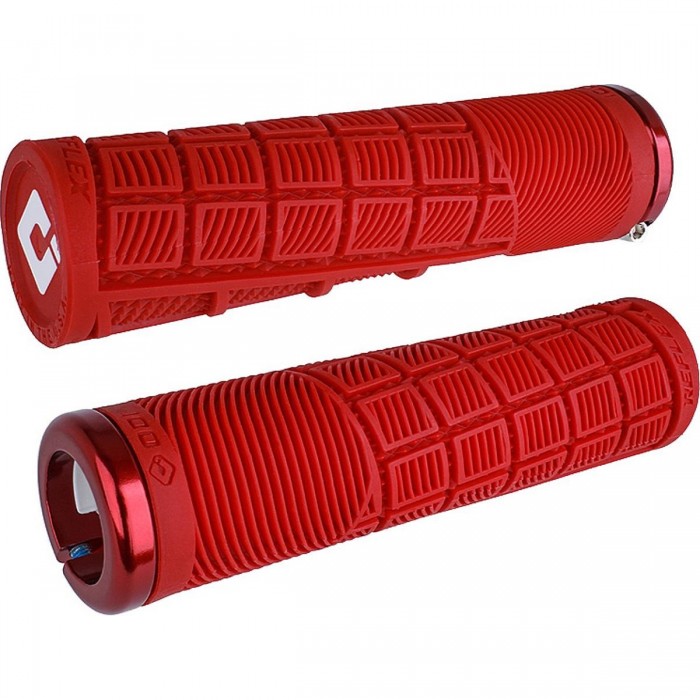 Odi Grips Reflex V2.1 Lock-On Red Grips with Red Clamps 135mm for BMX and MTB - 1