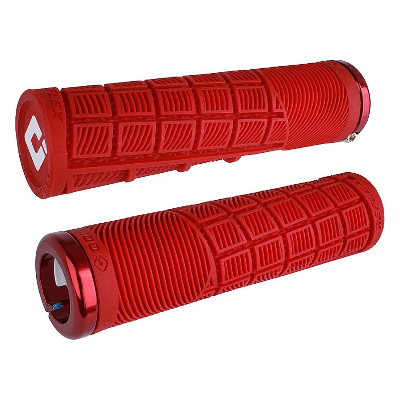 Odi Grips Reflex V2.1 Lock-On Rote Griffe mit Roten Klemmen 135mm für BMX und MTB - 1