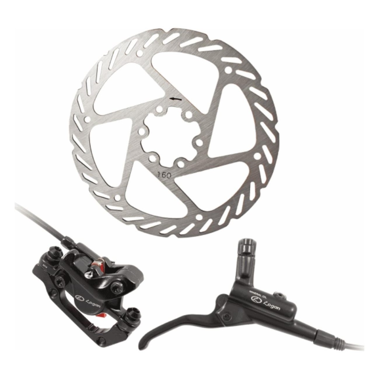 Hydraulic Disc Brake Kit Front and Rear with 160 mm Discs and Post Mount Adapters - 1