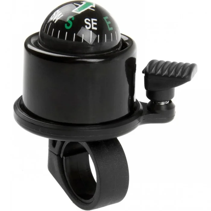 Campanello Bici in Alluminio Nero 41mm con Batacchio a Molla 360° per Montaggio Manubrio - 1 - Campanelli - 4015493420125