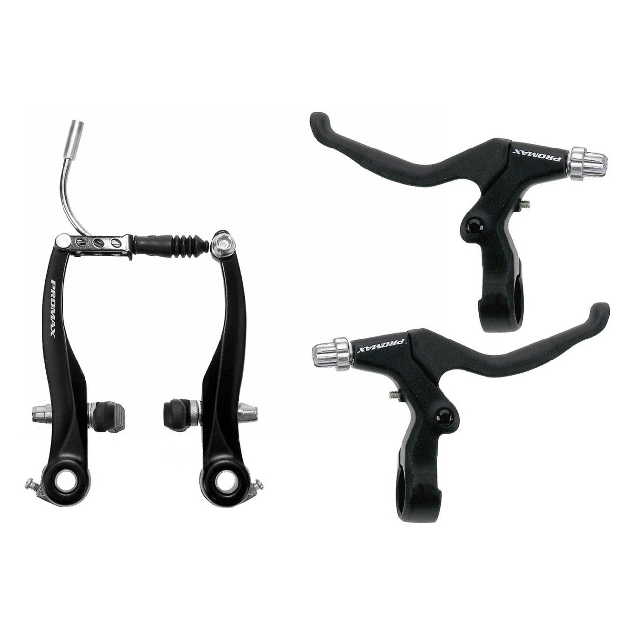 Promax Black V-Brake Set - 2 Levers and 2 Brake Bodies Front and Rear - 1