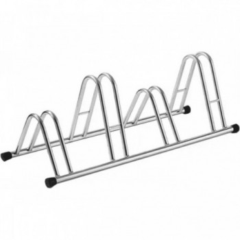 Rastrelliera Porta Bici 4 Posti in Acciaio Zincato Argento con Tappi in PVC - 1 - Portabici - 8032853050194