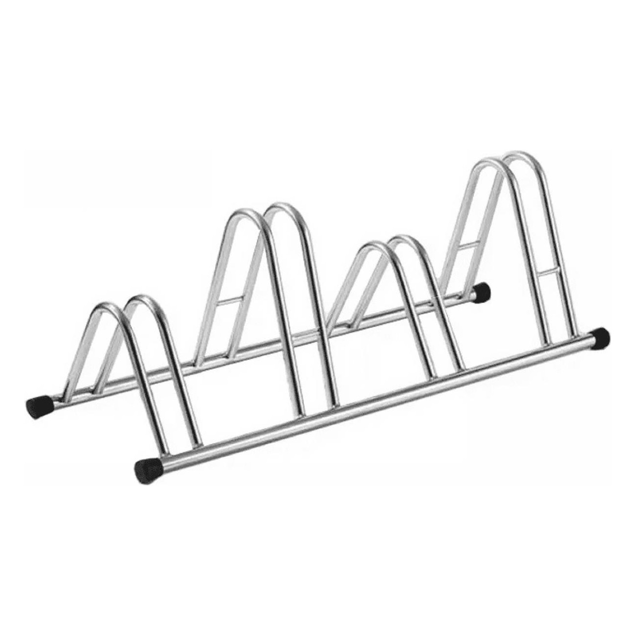 Soporte para Bicicletas 4 Plazas de Acero Galvanizado Plata con Tapones de PVC - 1