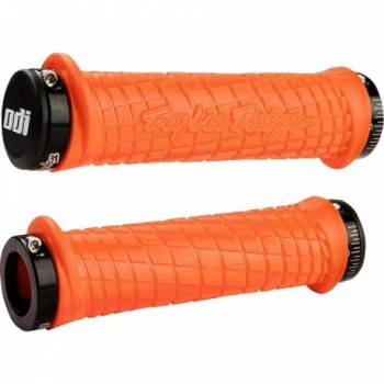 ODI Troy Lee Designs Lock-On MTB Grips Orange with Black Clamps 130mm - 1