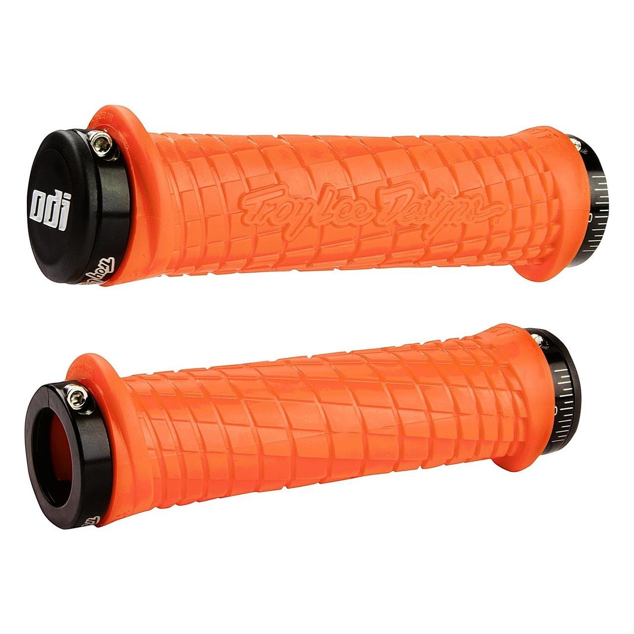 Poignées MTB ODI Troy Lee Designs Lock-On Orange avec Colliers Noirs 130mm - 1