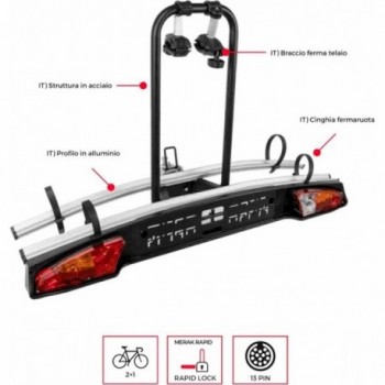 MERAK Towbar Bike Rack - 2 Bikes, Compact and Lightweight, Fixed Type S - 1