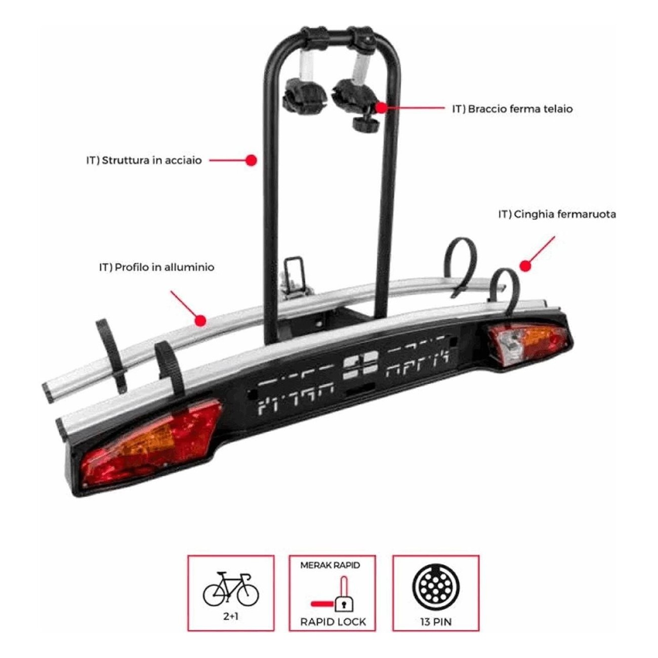 MERAK Towbar Bike Rack - 2 Bikes, Compact and Lightweight, Fixed Type S - 1