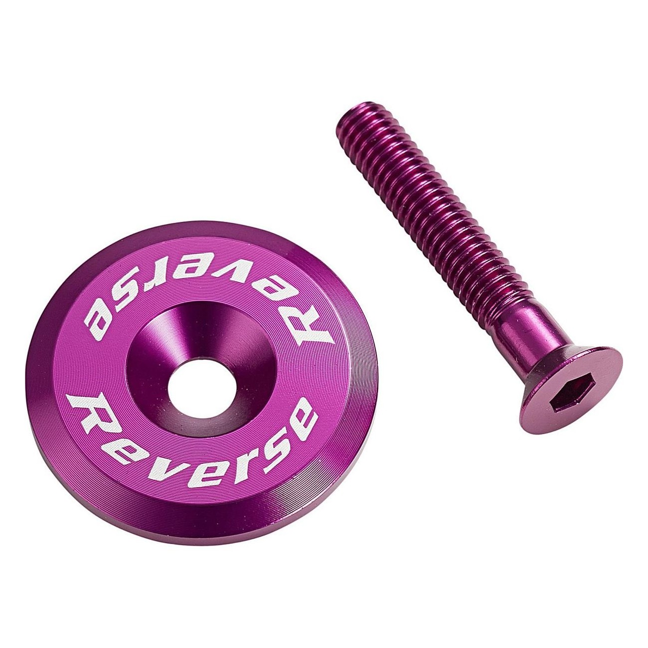 Tappo Reverse Ahead in Alluminio con Vite Viola M6 x 32 mm per Bicicletta - 1 - Serie sterzo e tappi - 4717480159086