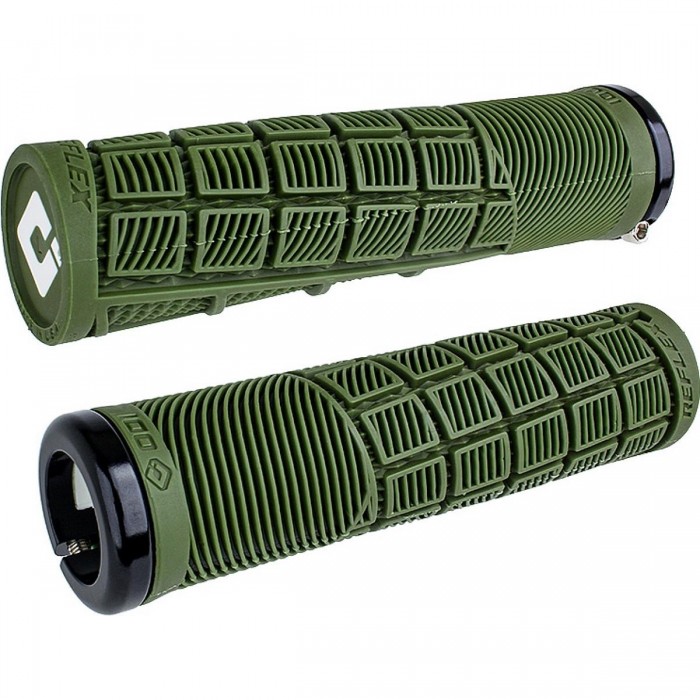 Poignées Odi Grips Reflex V2.1 Lock-On Vert Olive avec Colliers Noirs 135 mm - 1