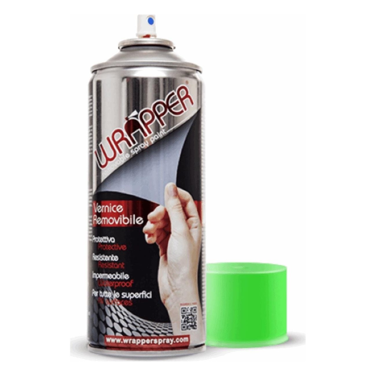 Vernice Spray Removibile Wrapper Fluo Verde 400ml - Protezione e Impermeabilizzazione per Metalli, Plastica, Vetro e Legno - 1 -