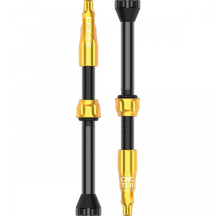 Lezyne CNC 60mm Tubeless Valve in Gold Aluminum with Integrated Tool - 1