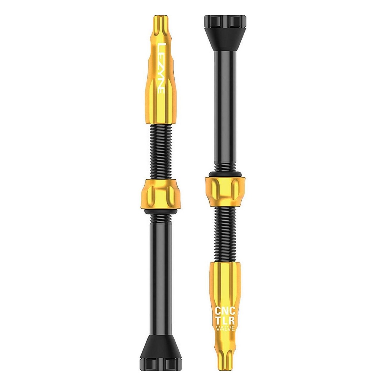 Lezyne CNC 60mm Tubeless Valve in Gold Aluminum with Integrated Tool - 1