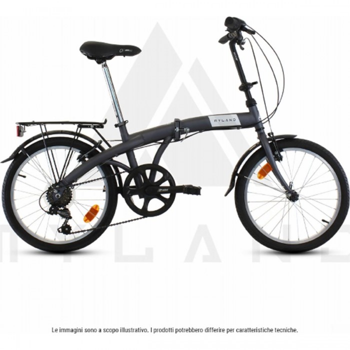 20' Black Folding Bike with Shimano 6-Speed Steel Frame - 1