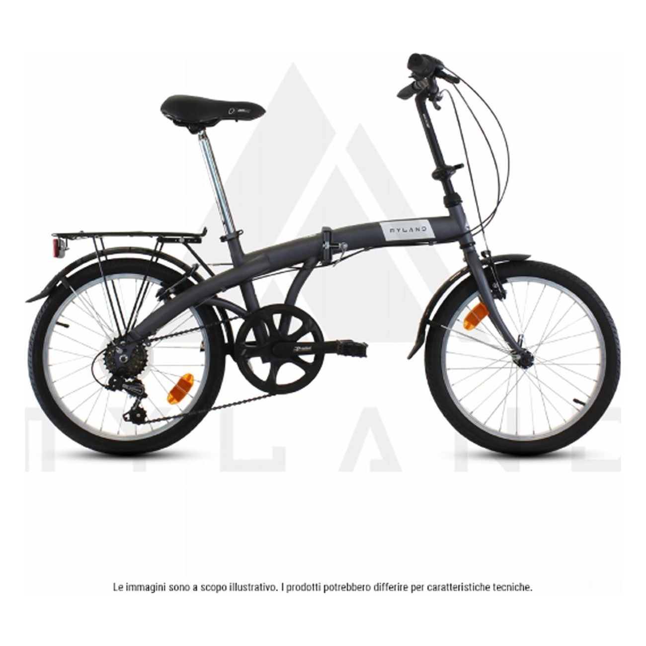 20' Black Folding Bike with Shimano 6-Speed Steel Frame - 1