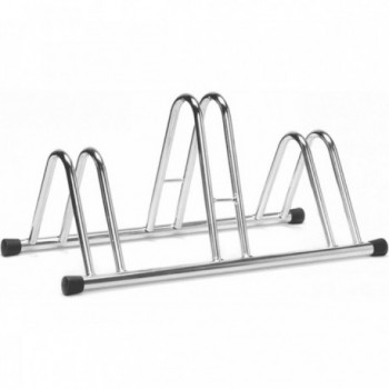 Soporte para bicicletas de suelo 3 plazas en acero galvanizado plata 78x42x38 cm - 1