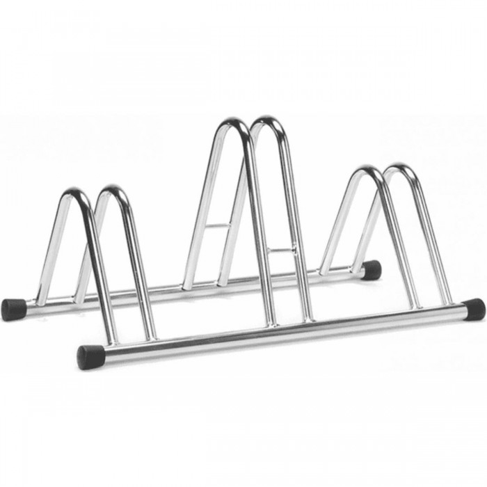 Soporte para bicicletas de suelo 3 plazas en acero galvanizado plata 78x42x38 cm - 1