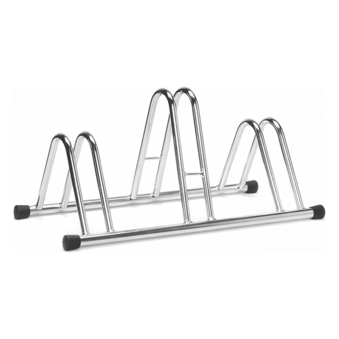 Ground Bicycle Rack for 3 Bikes in Galvanized Steel Silver 78x42x38 cm - 1