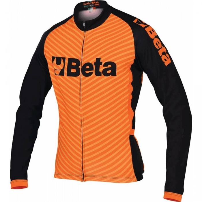 Maglia Invernale Ciclismo Arancione 2XL Traspirante con Maniche Lunghe e Tasche Posteriori - Linea Beta - 1 - Maglie - 801423076