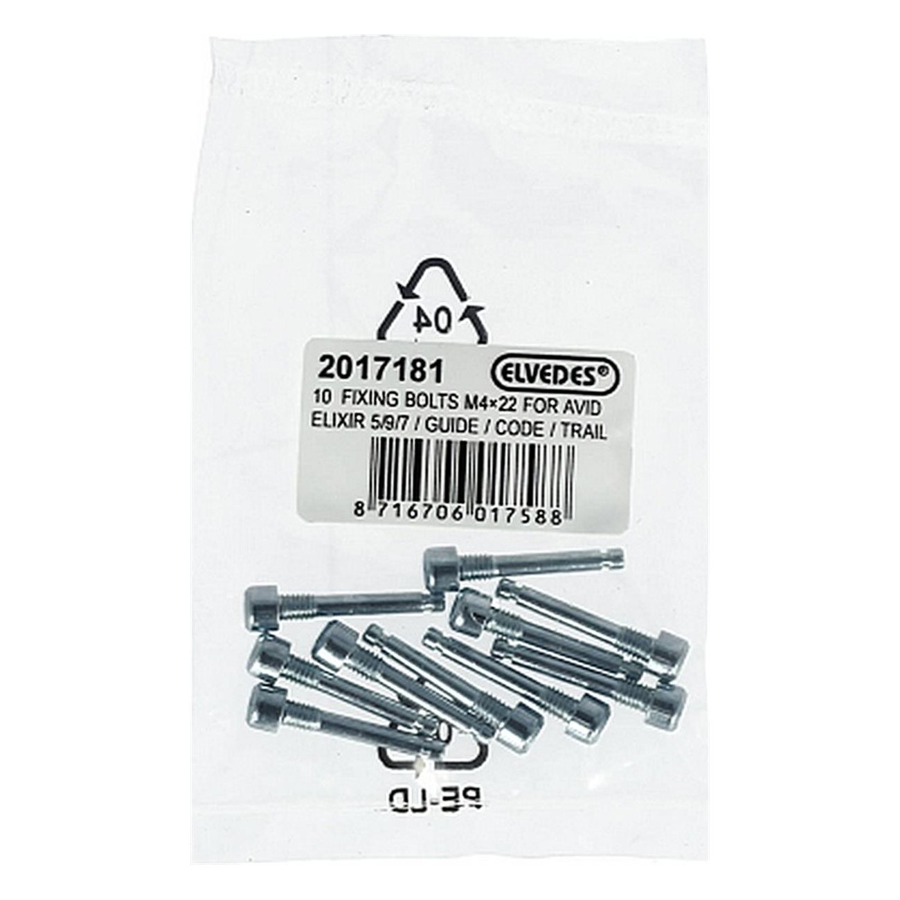 Tornillos de bloqueo para pastillas de freno Avid Elixir 5/7/9 - M4x22, 10 Piezas - 1