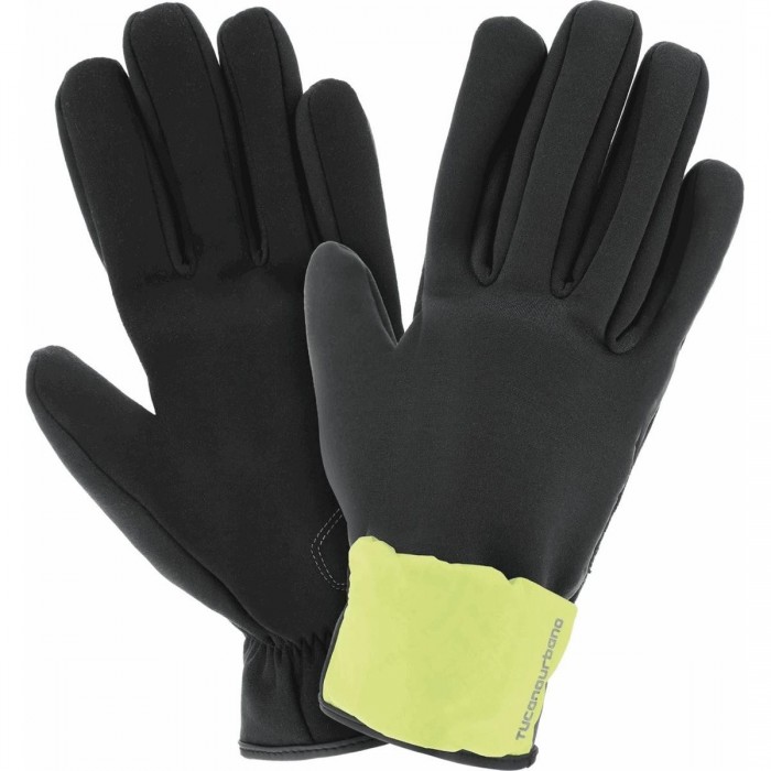 Guante de Bicicleta Urban Negro-Amarillo Fluo M-L con Moffola Impermeable - 1