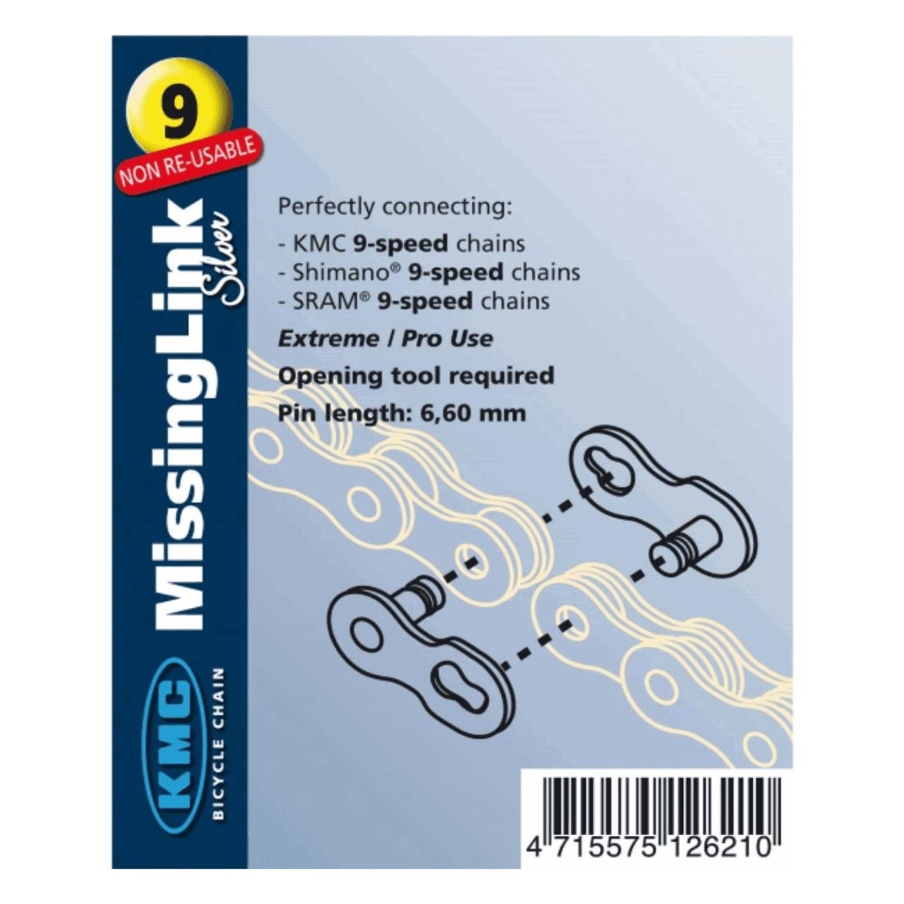 Giunto Catena KMC 9 Velocità - 2 Coppie Antiruggine Argento per Affidabilità e Durata - 1 - Falsamaglia / giunti - 0766759056612