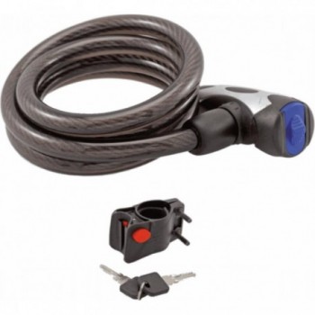 Spiral Cable Lock 15x800mm Black with Dustproof Lock and Nylon Attachment - 1