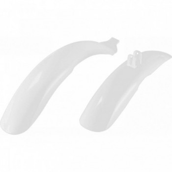 16' White Plastic MTB Fenders for Kids - Front and Rear - 1