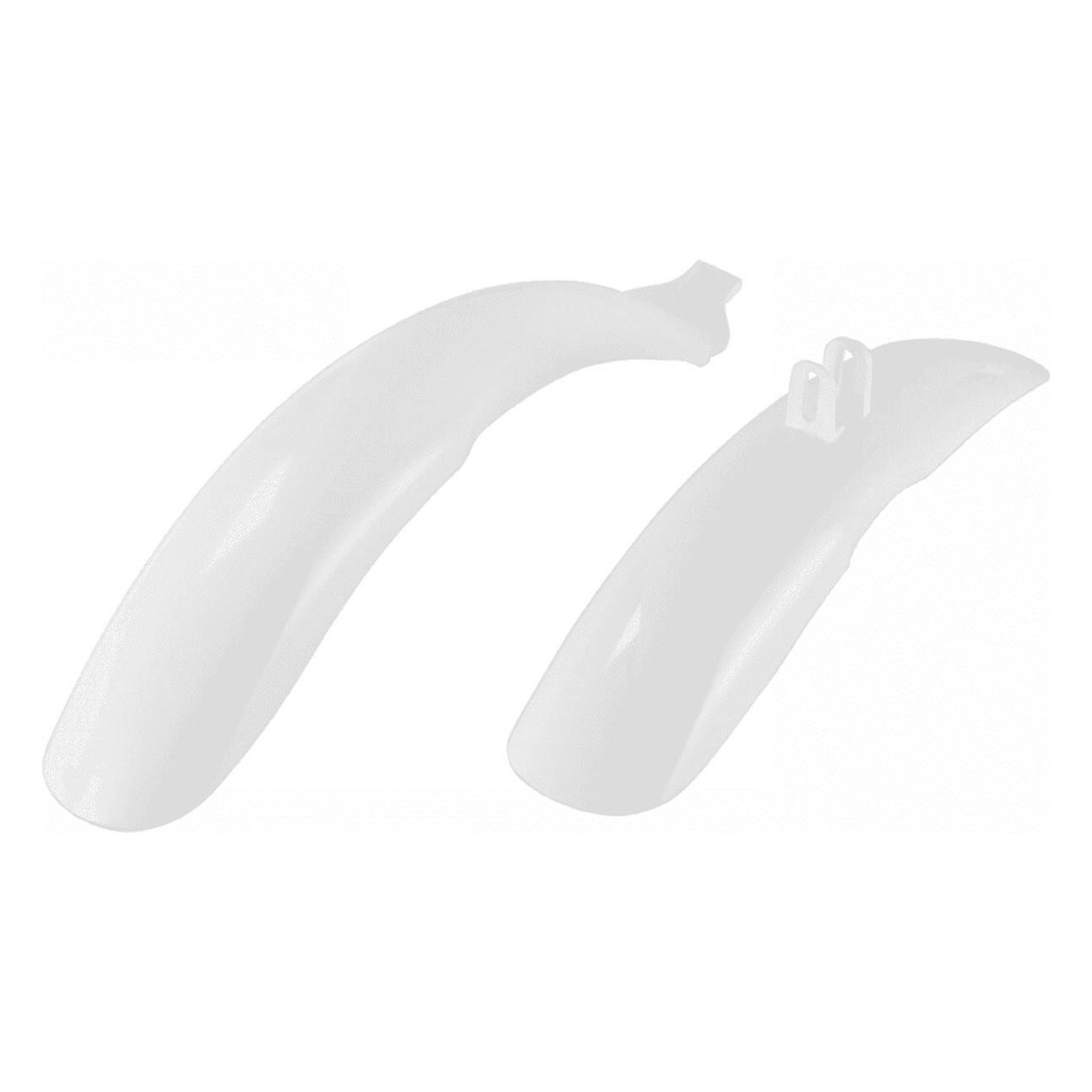 16' White Plastic MTB Fenders for Kids - Front and Rear - 1