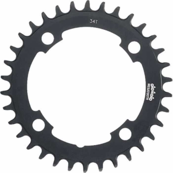 MTB MegaTooth 34T Chainring 1x11/12v, 104mm BCD, Black, Aluminum, Anti-Drop - 1