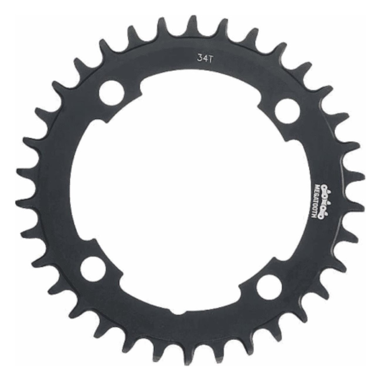 MTB MegaTooth 34T Chainring 1x11/12v, 104mm BCD, Black, Aluminum, Anti-Drop - 1