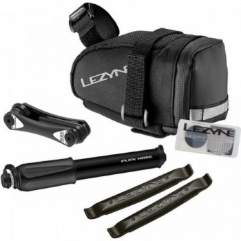 Lezyne Caddy (M) Black Saddle Bag with Sport Drive HP Pump & Repair Kit - 1