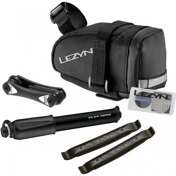 Borsa Sottosella Lezyne Caddy (M) Nera con Pompa a Mano Sport Drive HP e Kit Riparazione Completo - 1 - Borse e bauletti - 47128